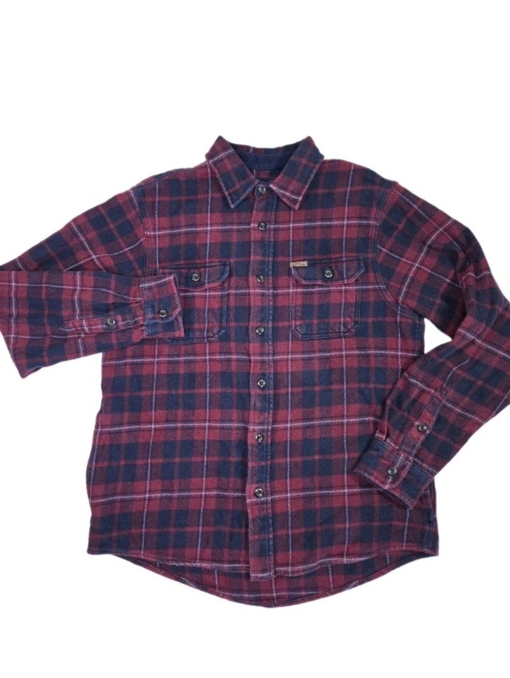 Orvis Big Bear Heavyweight Double Brushed Flannel Shirt Size M Sangria Plaid